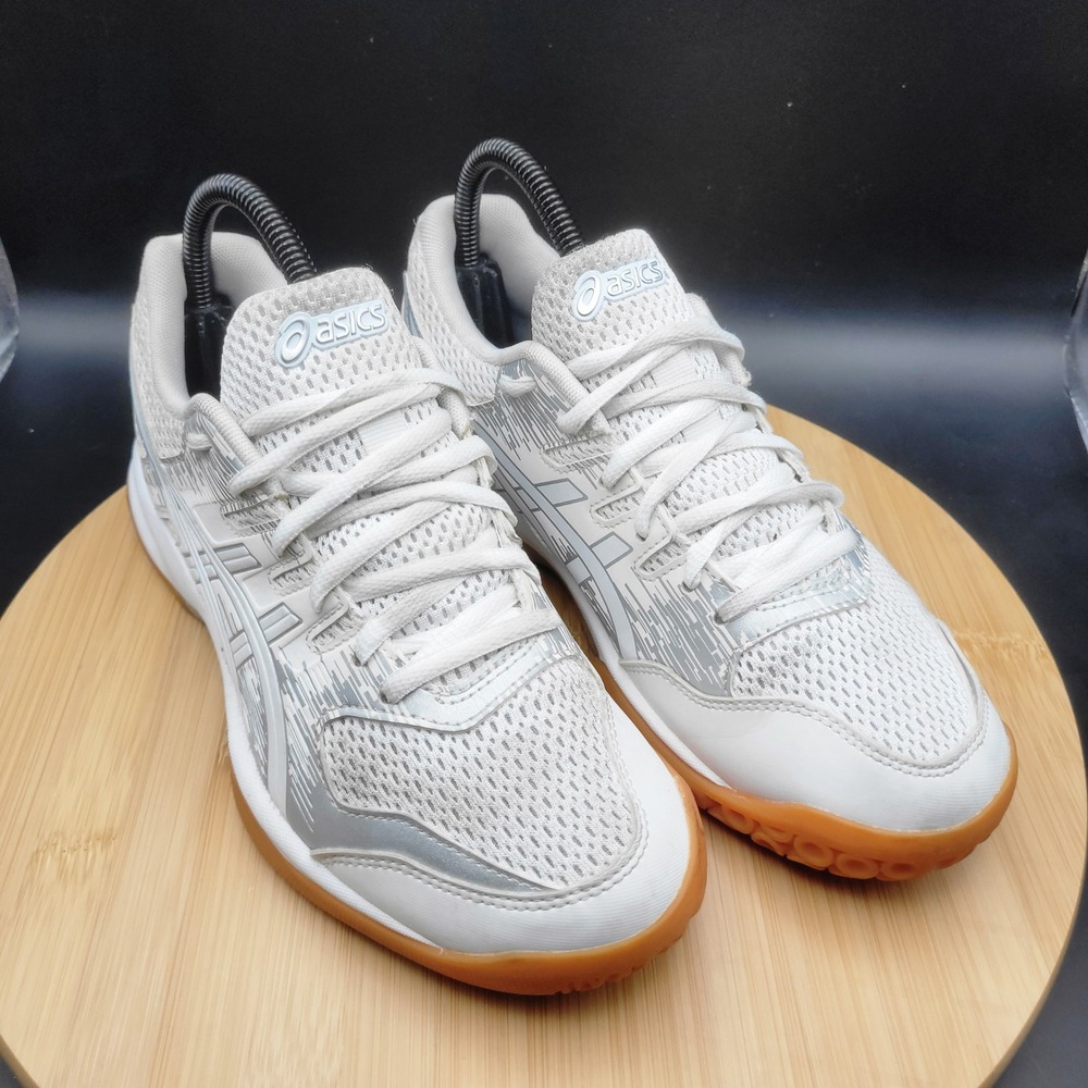 Asics Gel-Rocket 9 Women White Silver Volleyball Shoes 1072A063 Gum Sole Sneaker